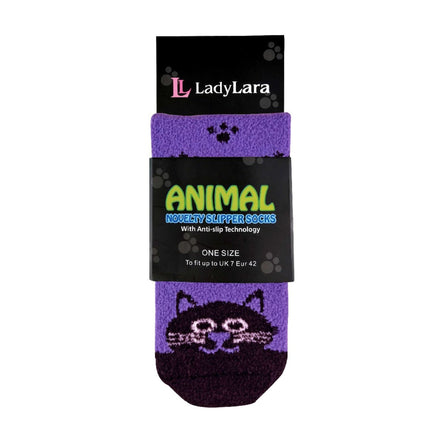 1 Pack Ladies Fluffy Animal Pattern Slipper Socks with Grips