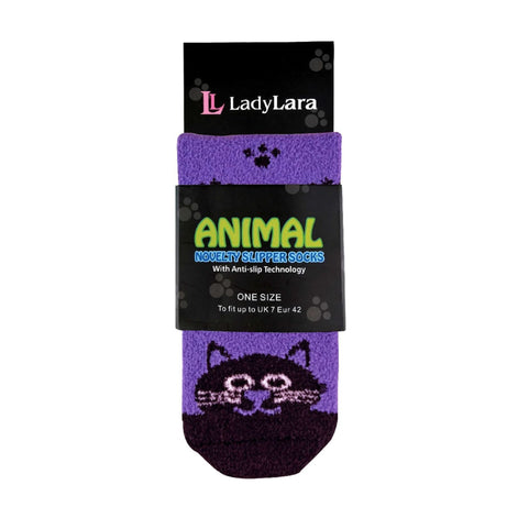 1 Pack Ladies Fluffy Animal Pattern Slipper Socks with Grips