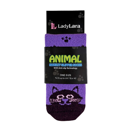 1 Pack Ladies Fluffy Animal Pattern Slipper Socks with Grips
