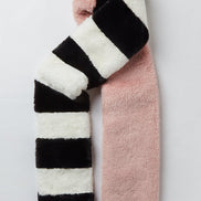 Lotan Pink, Black and White Faux fur Scarf