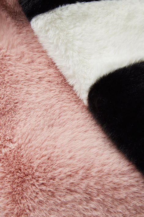 Lotan Pink, Black and White Faux fur Scarf
