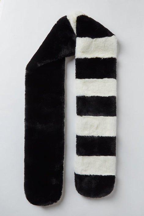 Lotan  Black and White Faux Fur Scarf