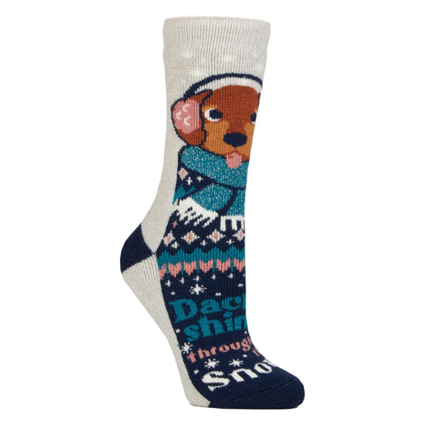 Ladies Lite Thermal Christmas Novelty Patterned Socks