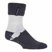 Mens Turnover Thermal Fleece Lined Bed Socks with Non Slip Grips