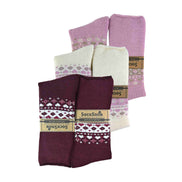 Ladies 3 Pack Turnover Top Wool Bed Socks for Winter - Fluffy Nordic Design