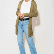 Khaki Boyfriend Cardigan with Pockets