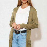 Khaki Boyfriend Cardigan with Pockets