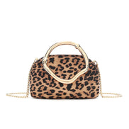 Leopard Print Clutch Bag with Handle Design