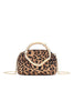 Leopard Print Clutch Bag with Handle Design