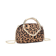 Leopard Print Clutch Bag with Handle Design
