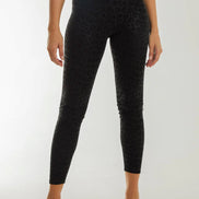 Black Leopard Print Leather Look Leggings
