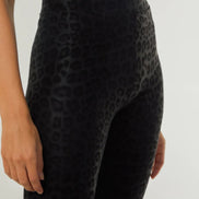 Black Leopard Print Leather Look Leggings