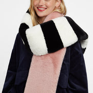 Lotan Pink, Black and White Faux fur Scarf