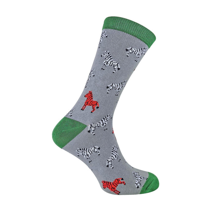 1 Pack Men's Novelty Grey Zebra Bamboo Socks