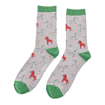 1 Pack Men's Novelty Grey Zebra Bamboo Socks
