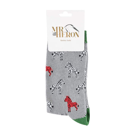 1 Pack Men's Novelty Grey Zebra Bamboo Socks