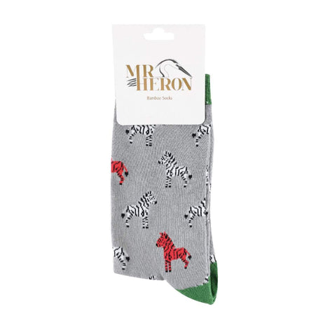 1 Pack Men's Novelty Grey Zebra Bamboo Socks