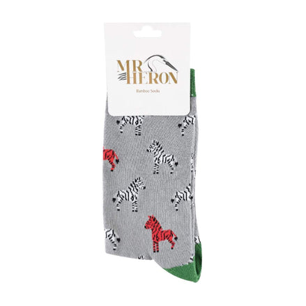1 Pack Men's Novelty Grey Zebra Bamboo Socks