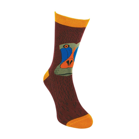 1 Pack Mens Novelty Oxblood Coloured Baboon Bamboo Socks