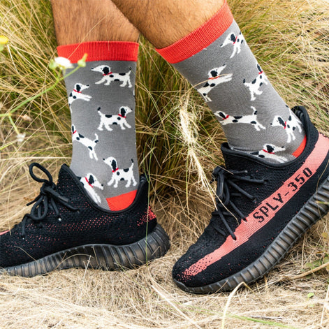 1 Pack Men's Novelty Charcoal Dalmatian Bamboo Socks