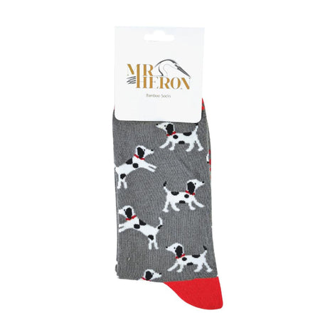 1 Pack Men's Novelty Charcoal Dalmatian Bamboo Socks