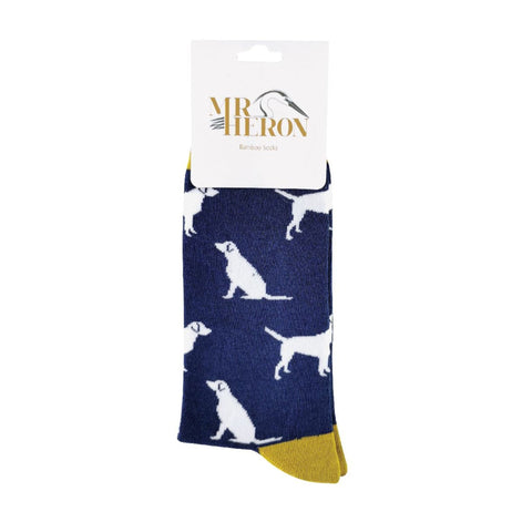 1 Pack Men's Novelty Navy Labrador Bamboo Socks