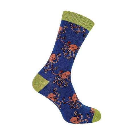 1 Pack Men's Novelty Navy Octopus Bamboo Socks