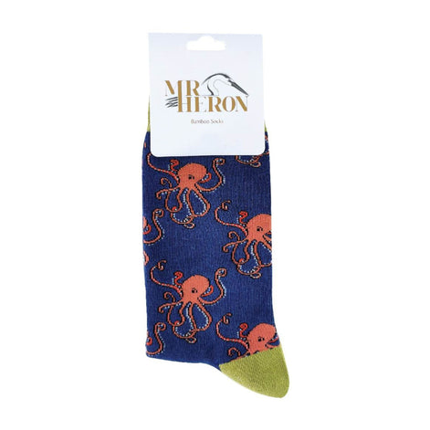 1 Pack Men's Novelty Navy Octopus Bamboo Socks