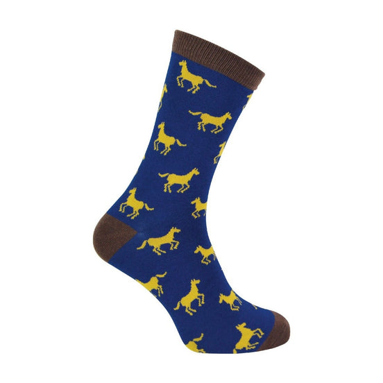 1 Pack Men's Novelty Navy Horse Bamboo Socks