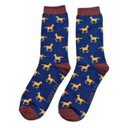 1 Pack Men's Novelty Navy Horse Bamboo Socks