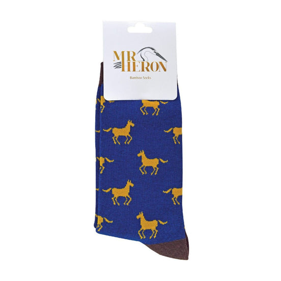 1 Pack Men's Novelty Navy Horse Bamboo Socks