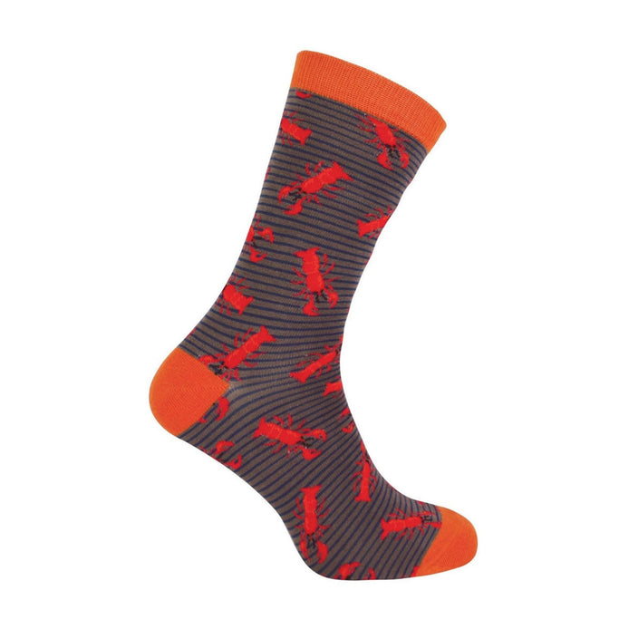 1 Pack Men's Novelty Grey Lobster Bamboo Socks