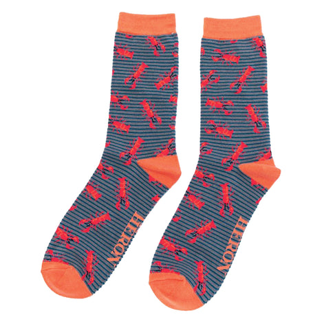1 Pack Men's Novelty Grey Lobster Bamboo Socks