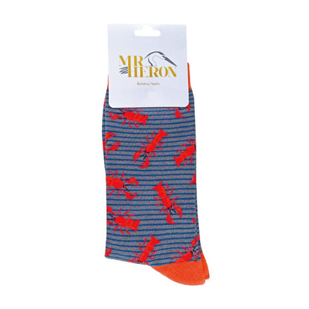 1 Pack Men's Novelty Grey Lobster Bamboo Socks