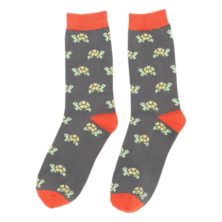 1 Pack Men's Novelty Grey Turtle Bamboo Socks