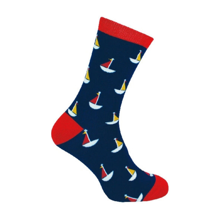 1 Pack Men's Novelty Navy Boats Bamboo Socks