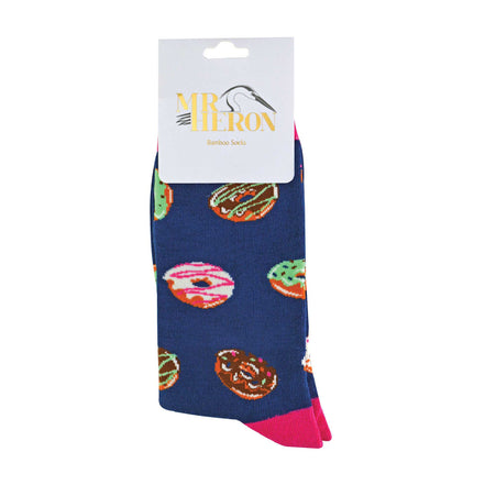1 Pack Mens Novelty Navy Doughnut Bamboo Socks