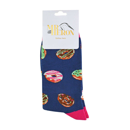 1 Pack Mens Novelty Navy Doughnut Bamboo Socks