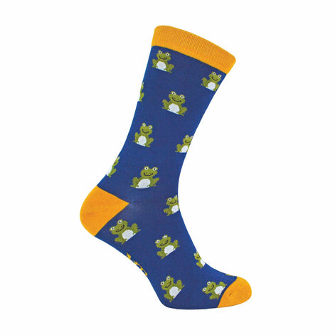 1 Pack Men's Novelty Navy Frog Bamboo Socks