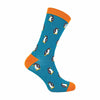1 Pack Men's Novelty Teal Penguin Bamboo Socks