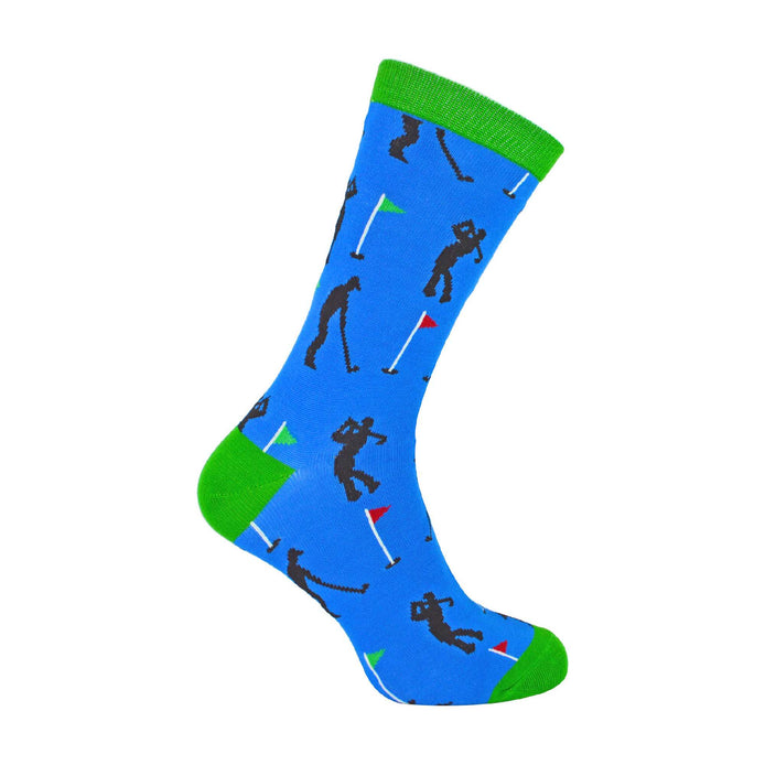 1 Pack Men's Novelty Blue Golf Bamboo Socks