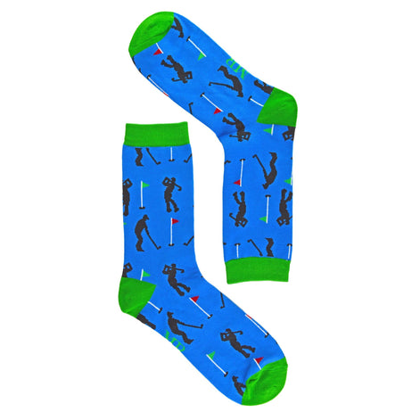 1 Pack Men's Novelty Blue Golf Bamboo Socks