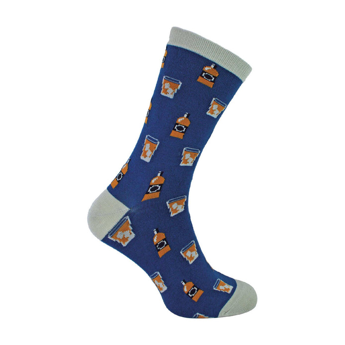 1 Pack Men's Novelty Navy Whiskey Bamboo Socks