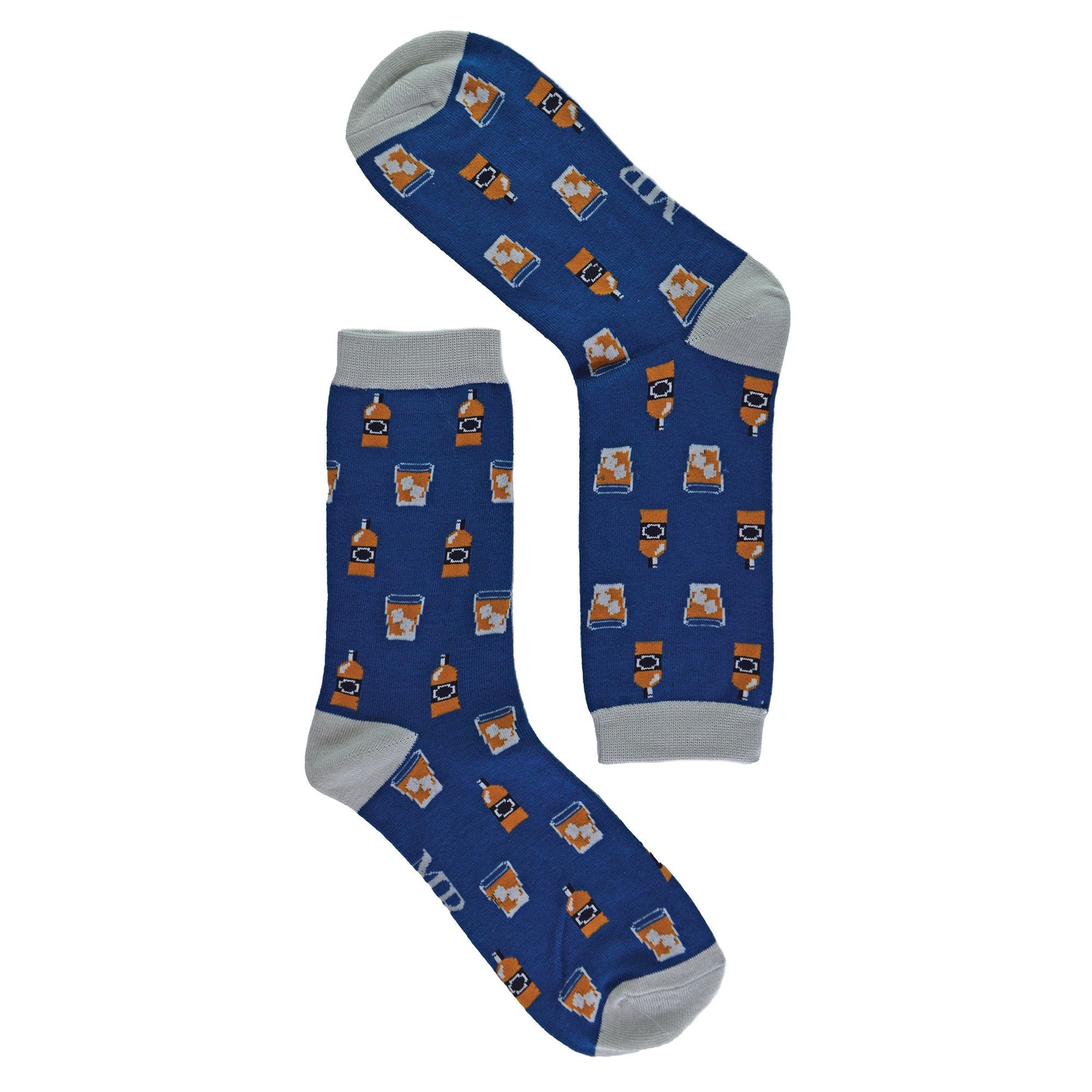 1 Pack Men's Novelty Navy Whiskey Bamboo Socks
