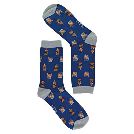 1 Pack Men's Novelty Navy Whiskey Bamboo Socks