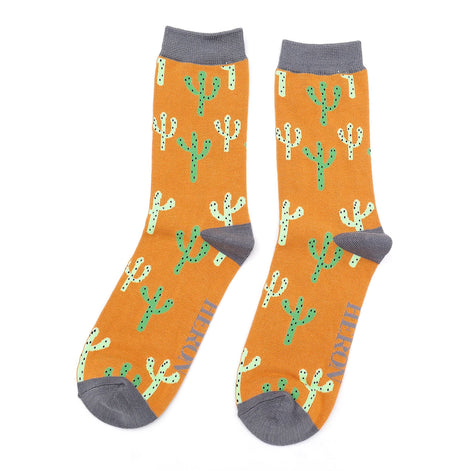 1 Pack Men's Mustard Cactus Soft Bamboo Socks