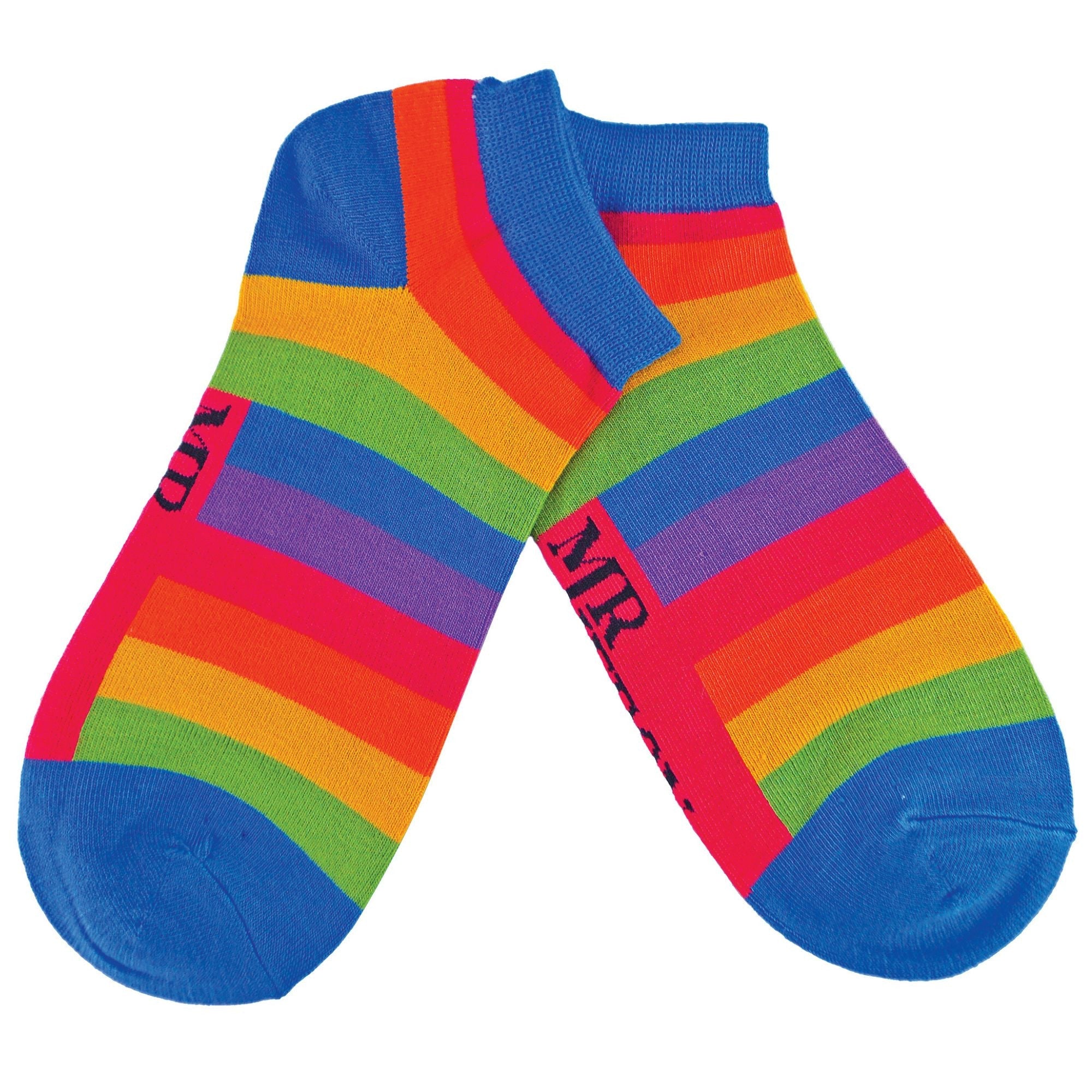 1 Pack Men's Rainbow Striped Bamboo Trainer Socks