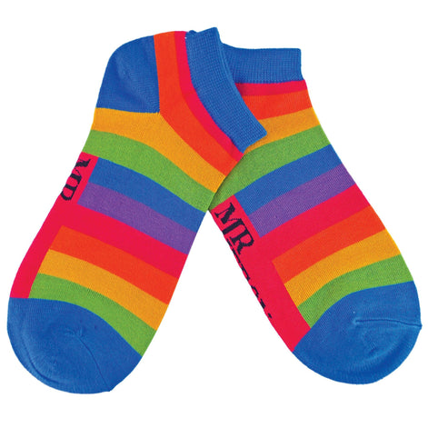 1 Pack Men's Rainbow Striped Bamboo Trainer Socks