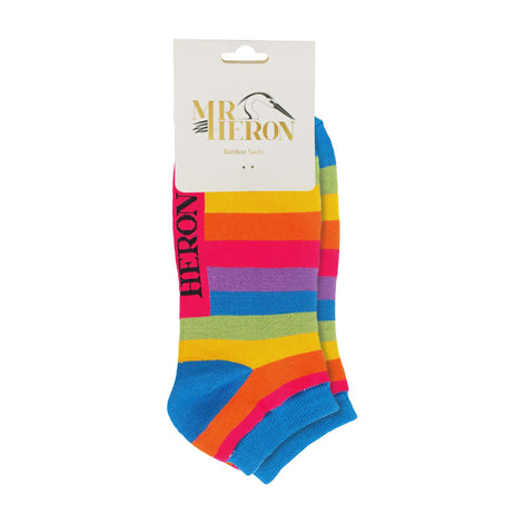 1 Pack Men's Rainbow Striped Bamboo Trainer Socks