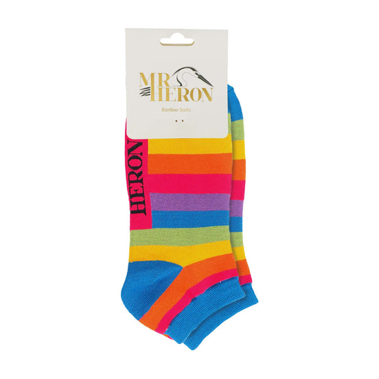 1 Pack Men's Rainbow Striped Bamboo Trainer Socks